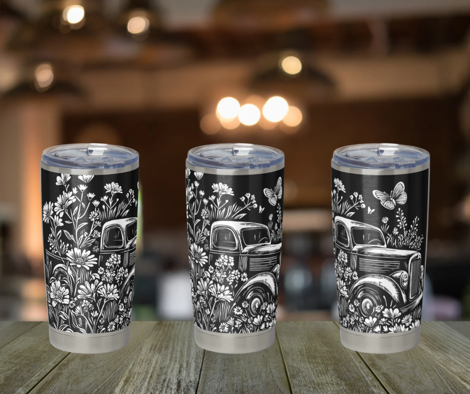 Floral farm truck tumbler
